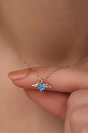 Heliophilia Silver Collar de Plata con Aguamarina en Oro Rosa y Azul